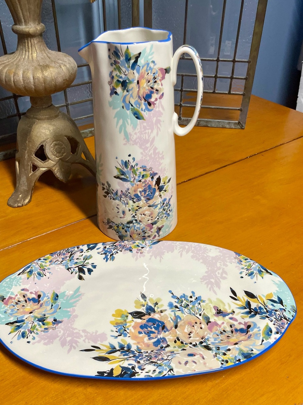 Anthropologie Gardenshire floral, handpainted Pitcher NEW - Picture 4 of 9